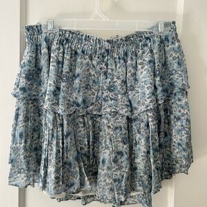 LoveShackFancy Blue Floral Mini Skirt